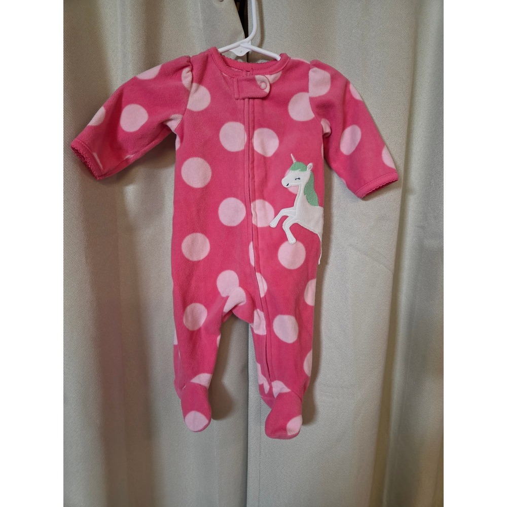 Simple Joys by Carters Pink Polka Dot Unicorn Fleece Footed Sleeper